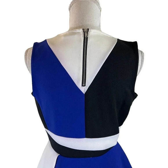 Worthington Skirt and Peplum Top Suit Set Medium Geometric Periwinkle White Blue - Picture 9 of 13
